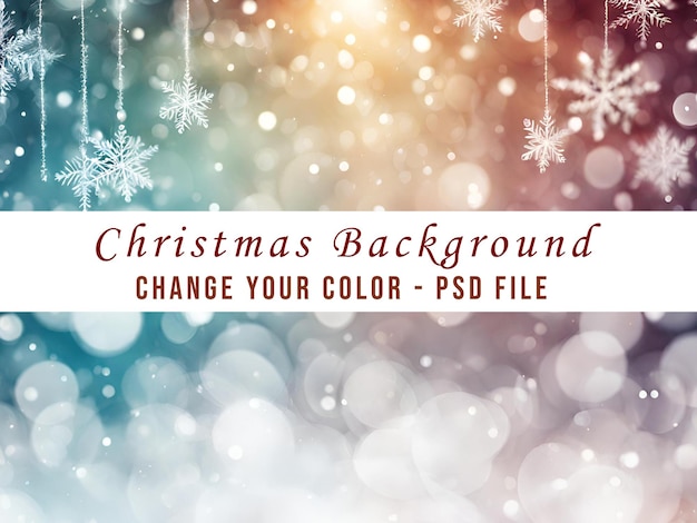 PSD christmas background with bokeh and snowflakes 4