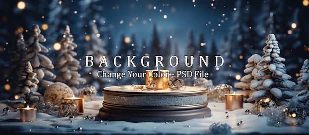 PSD christmas background with candles and snowflakes