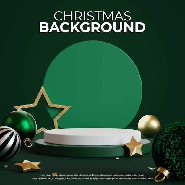製品ディスプレイ3dレンダリングの表彰台とクリスマスの背景