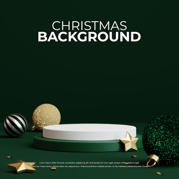 Christmas background with podium for product display 3d rendering