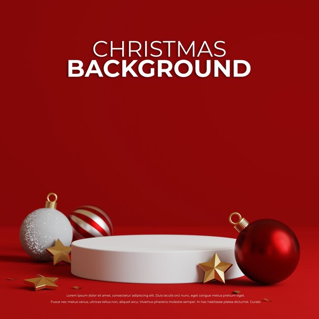 Christmas background with podium for product display 3d rendering