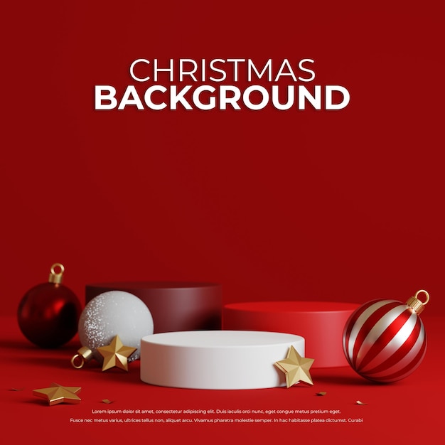 Christmas background with podium for product display 3d rendering