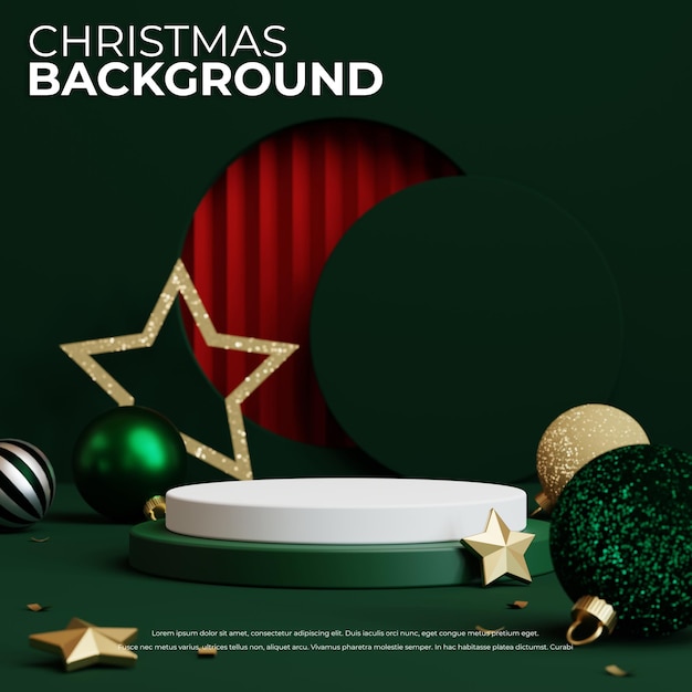 Christmas background with podium for product display 3d rendering