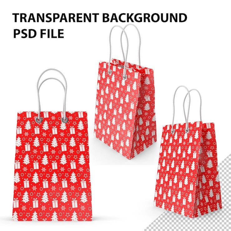 PSD png рождественская сумка