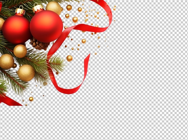 Christmas ball and gif and pine tree decoration