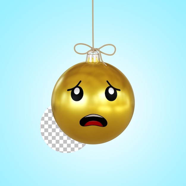 Christmas ball scared emoticon 3d render