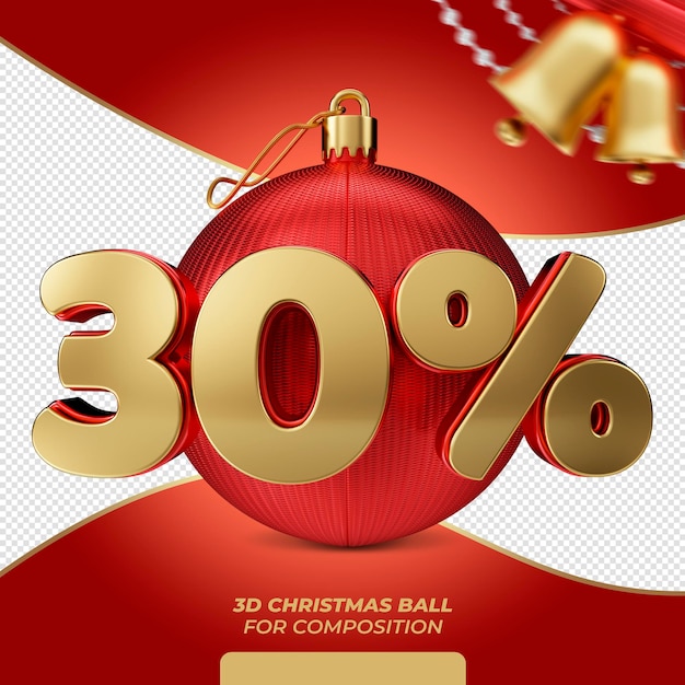 PSD christmas ball with 30 percent discount for composition