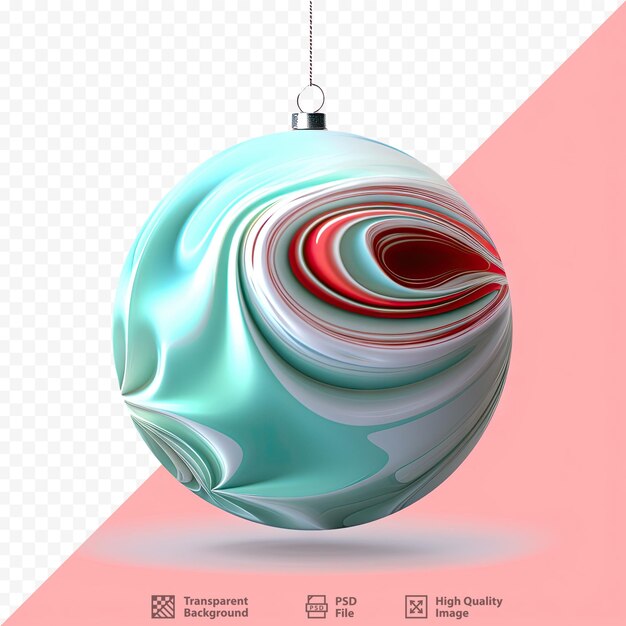 PSD a christmas ball with a red and blue design on it.