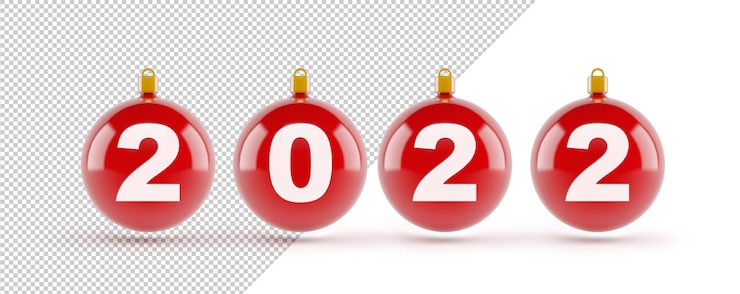 PSD christmas balls mockup with new year 2022