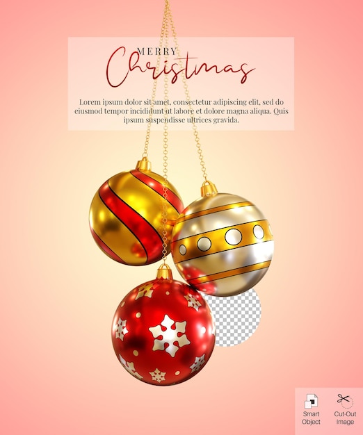 PSD christmas banner with hanging lamp