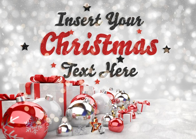 Christmas banner with text and red baubles