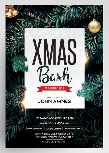 PSD christmas bash xmas invitation flyer template