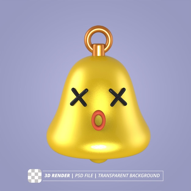 Christmas bell character isolated 3d render