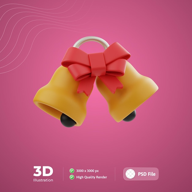PSD 크리스마스 벨 3d 웹 앱 인포그래픽의 일러스트레이션