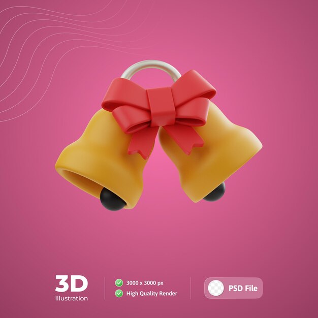 PSD christmas bells 3d illustration for web app infographic etc