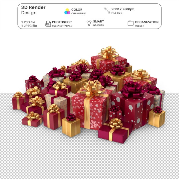 Christmas boxes 3d modeling psd file