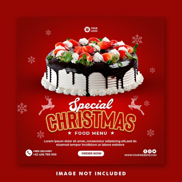 Christmas cake food menu social media post square banner template