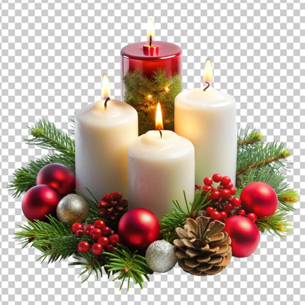 PSD christmas candles on transparent bg