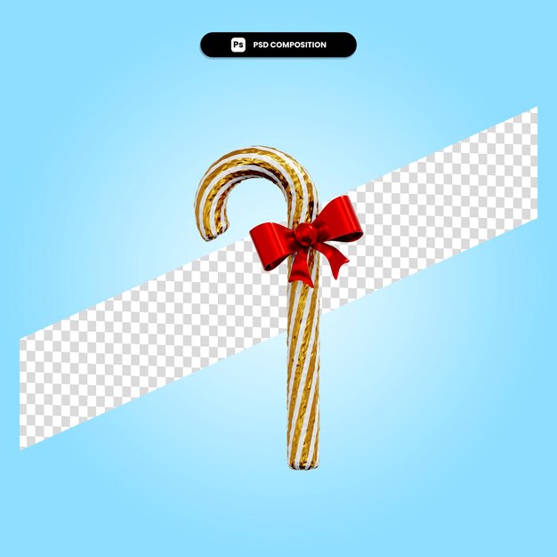 Christmas candy cane 3d render illustration isolated