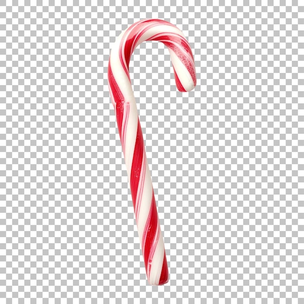 Christmas Candy Cane with Red White Stripes Isolated on Transparent Background for Holiday Design