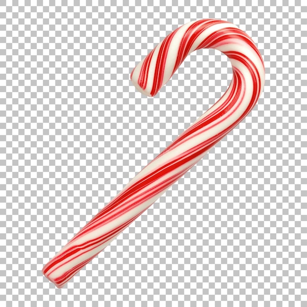 Christmas Candy Cane with Red White Stripes Isolated on Transparent Background for Holiday Design