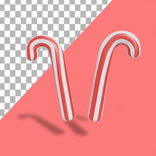 PSD christmas candy canes cute illustration 3d