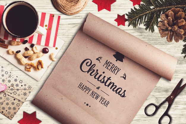 PSD mockup della carta di natale