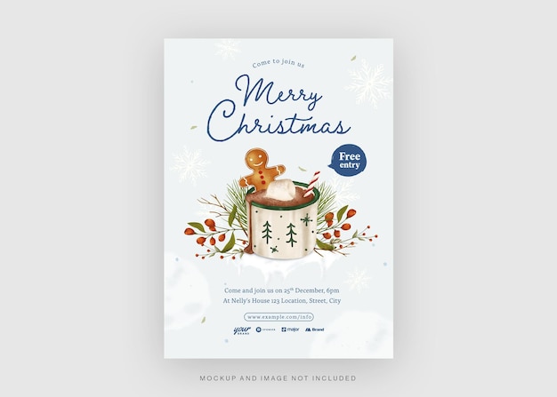 PSD christmas card in winter theme flyer template psd