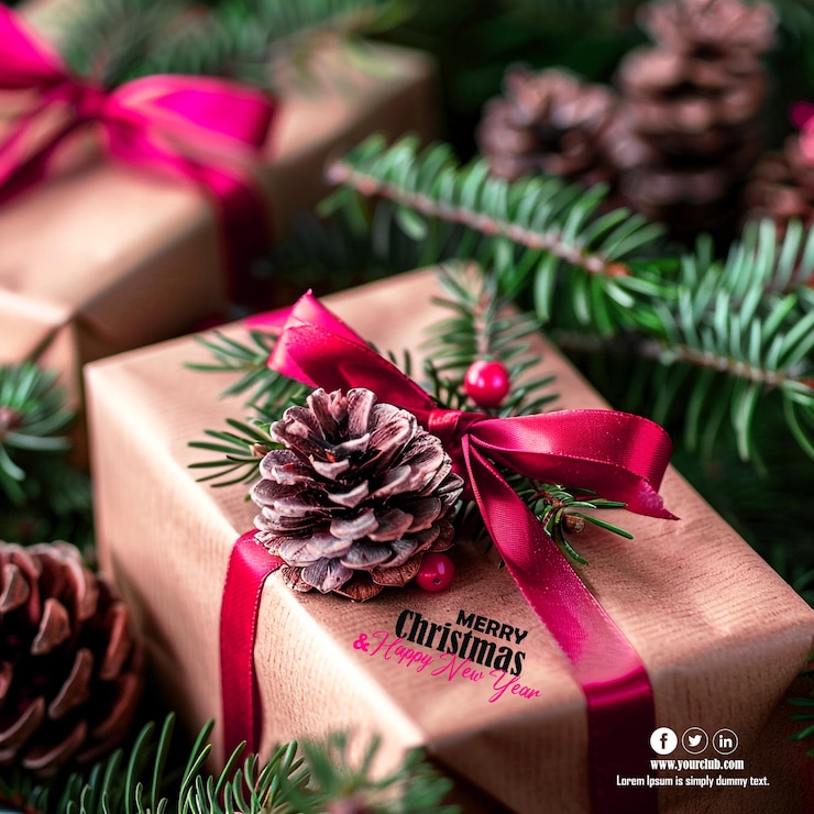 PSD a christmas card with a pine cone on it
