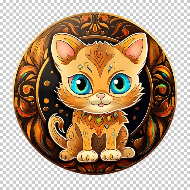 PSD christmas cat sticker isolated on transparent background