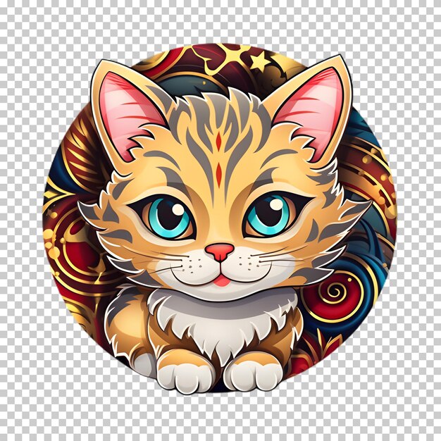 PSD christmas cat sticker isolated on transparent background