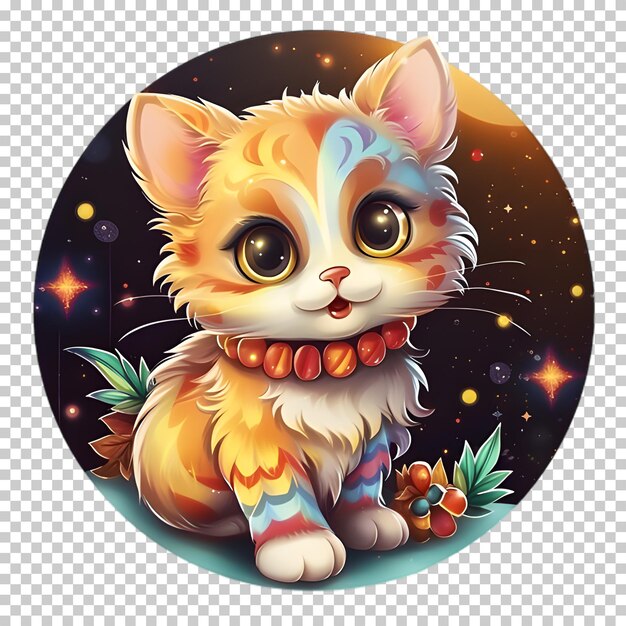 PSD christmas cat sticker isolated on transparent background