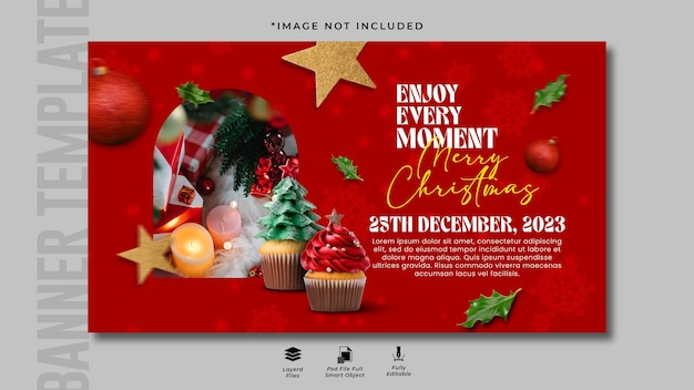 Christmas celebration horizontal banner template