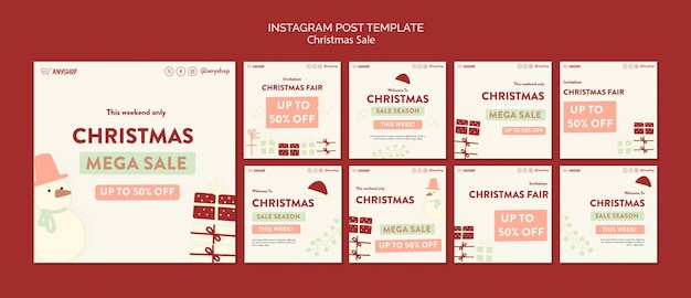 PSD post di instagram per la celebrazione di natale