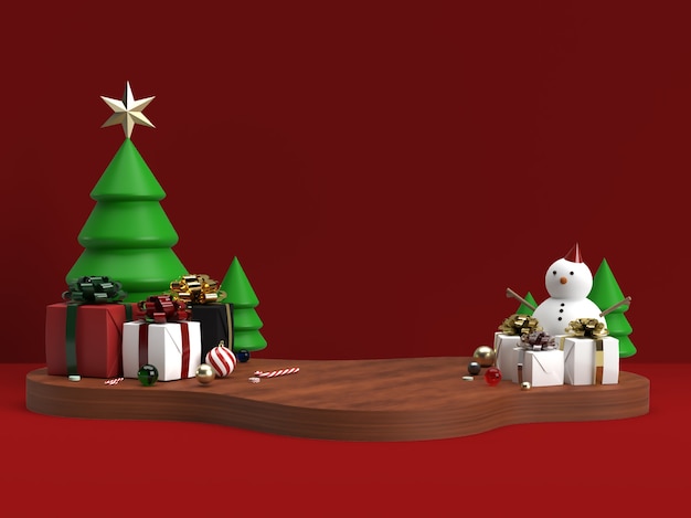 Christmas celebration and New Year 3d stage scene mockup