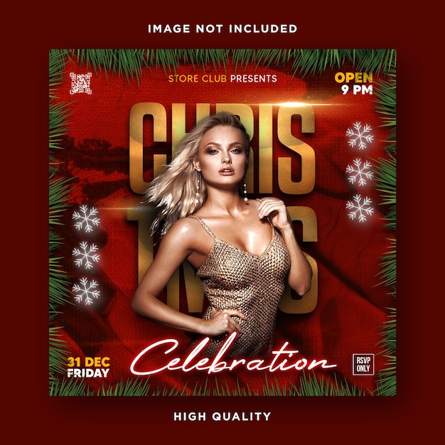 PSD christmas celebration night party flyer template design