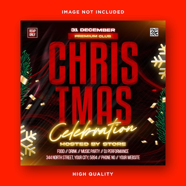 PSD christmas celebration night party flyer template design