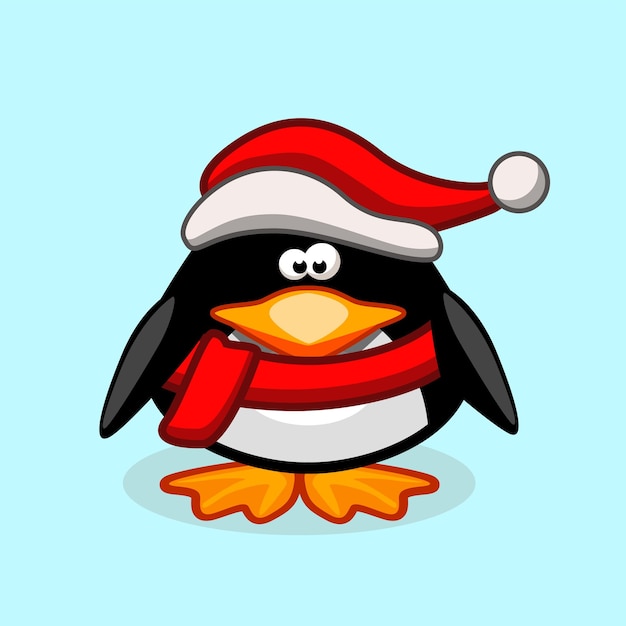 Pinguino natalizio con un cappello di babbo natale