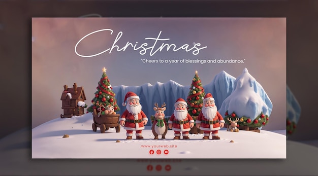 PSD christmas compositions with santa claus and wooden house