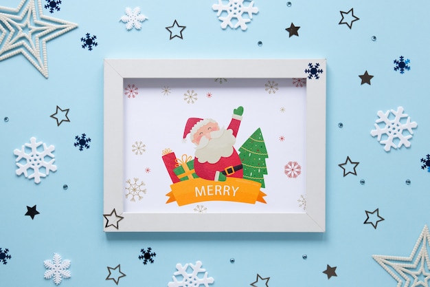 PSD christmas concept frame with santa claus