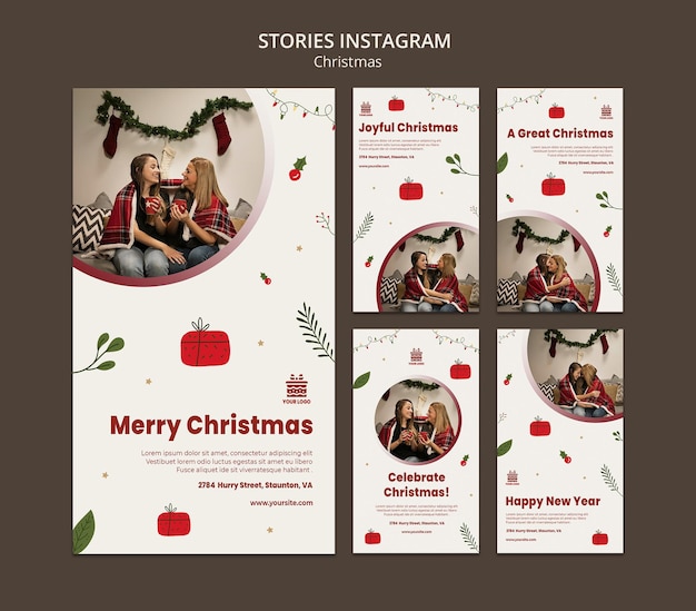 PSD christmas concept instagram stories template