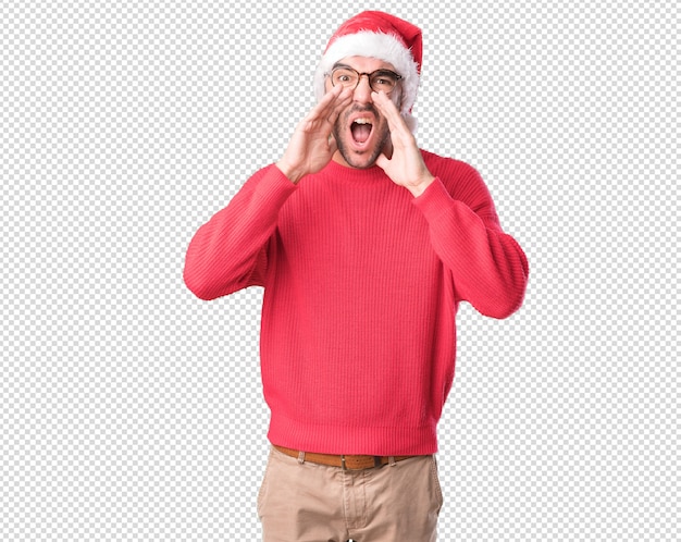 Christmas concepts - young man gesturing