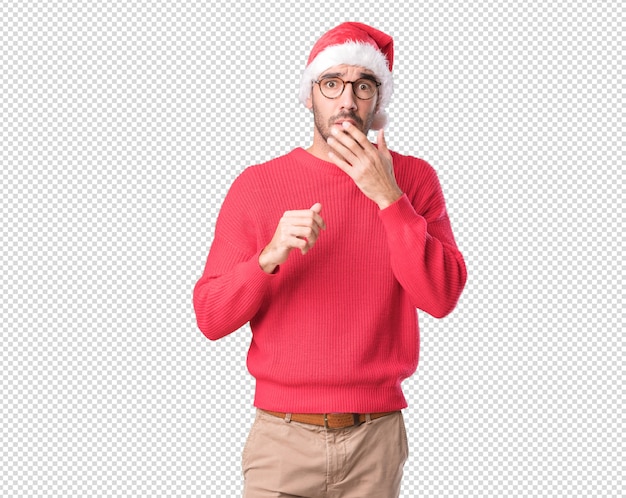 Christmas concepts - young man gesturing