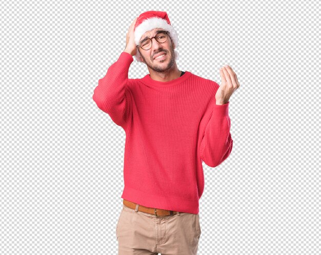 Christmas concepts - young man gesturing