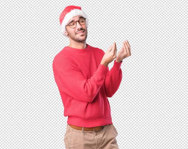 Christmas concepts - young man gesturing