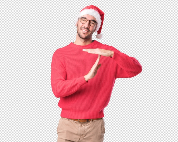 Christmas concepts - young man gesturing