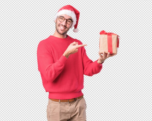 Christmas concepts - young man gesturing