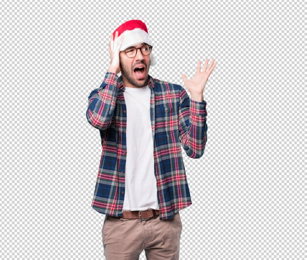 Christmas concepts - young man gesturing