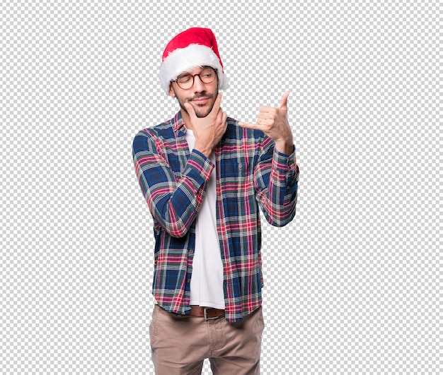 Christmas concepts - young man gesturing