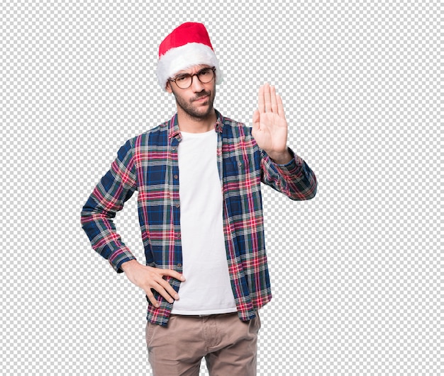 Christmas concepts - young man gesturing